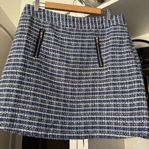 LOFT Petite Blue Tweed Zip Front Mini Skirt – Size 10P
